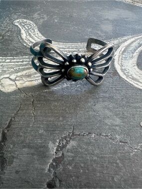 Chimney Butte Sterling-Inspired Butterfly Cuff Bracelet with Turquoise Accent